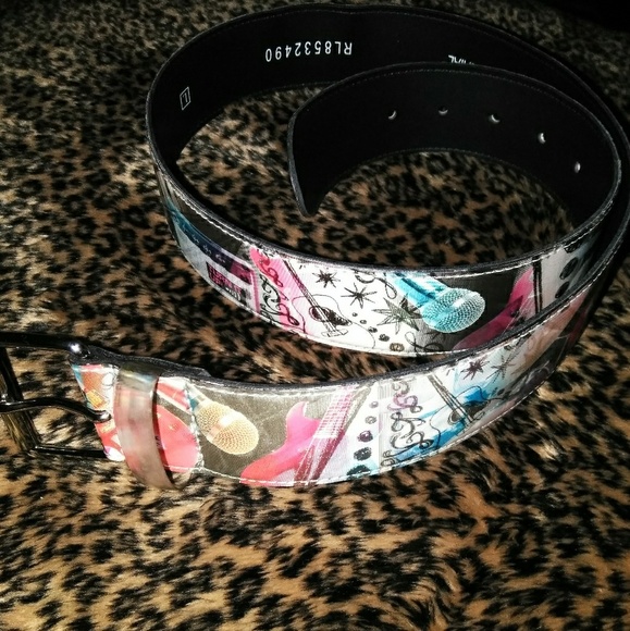 💙 Y2K Rock & Roll Guitar Drums Keyboard 80's Vibe Belt Lady's Large - Picture 1 of 6